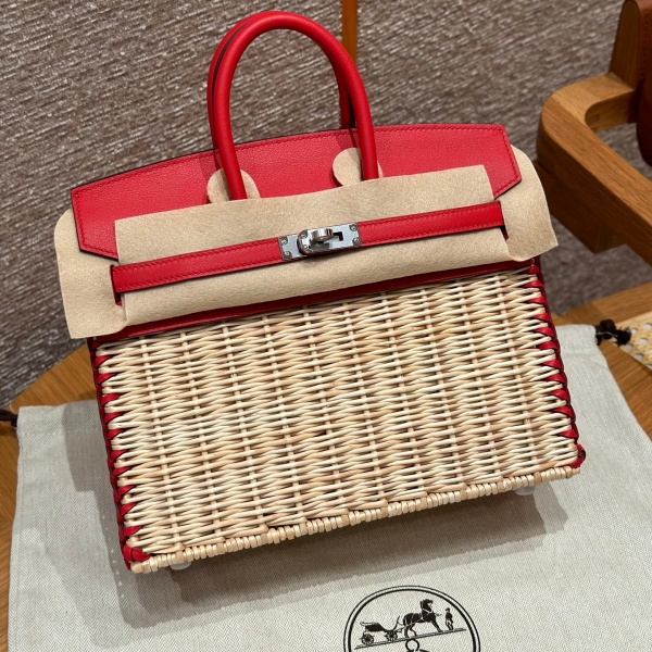 【エルメス HERMES】バーキンピクニック 25 ヴォースイフト ブーゲンビリア シルバー金具（100％手縫い）